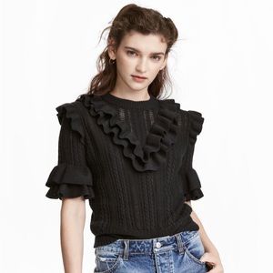 Cute VNeck Ruffle Neck Top